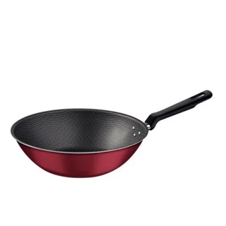 Panela Wok 28cm 3,6L Tramontina Loreto em Alumínio com Revestimento Interno e Externo Antiaderente Starflon Max Vermelho