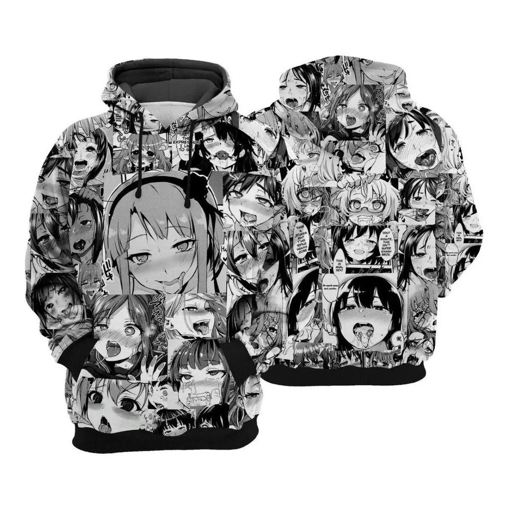 Blusa Moletom Hentai Ahegao Anime Ecchi Manga Casaco 3d Full