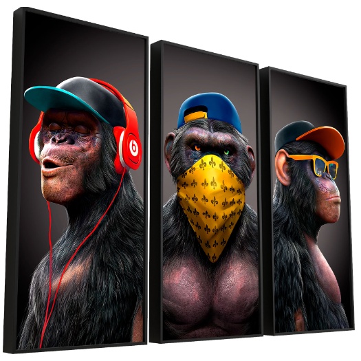 Quadros decorativos guangue dos macacos 3 peças para sua sala ou quarto