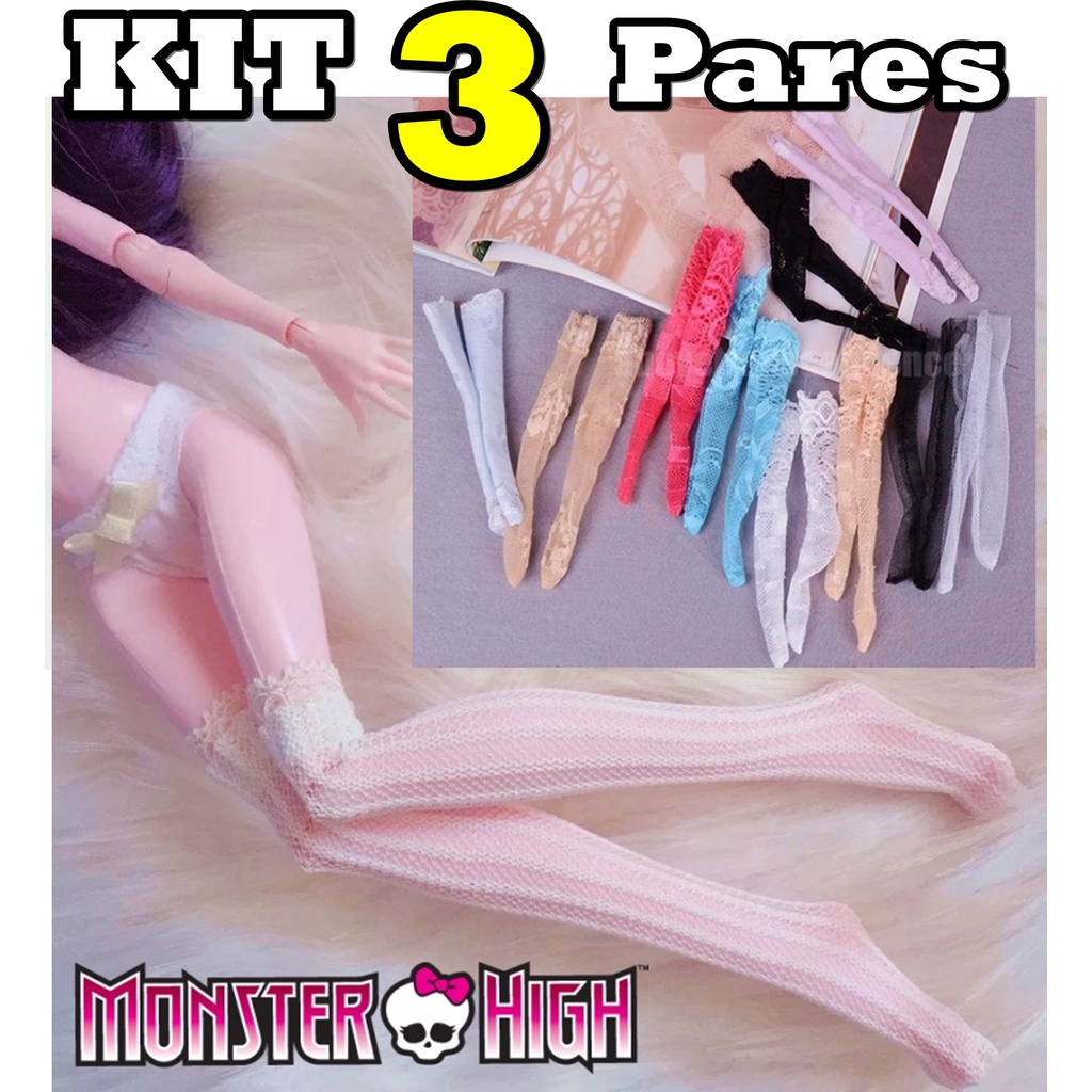 Kit 10 Pares De Meias 7/8 Luxo Para Boneca Barbie Fr Roupas