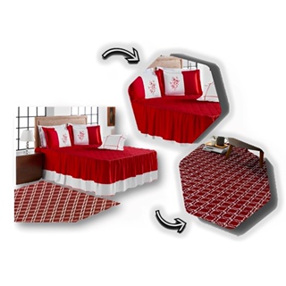 Colcha ATHENAS Casal 5pc Bordado +Tapete Estampado 2,00x1,35