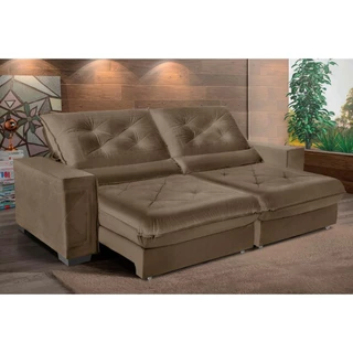 Sofá Cancún 2,10m Suede Velusoft castor c/molas ensacadas