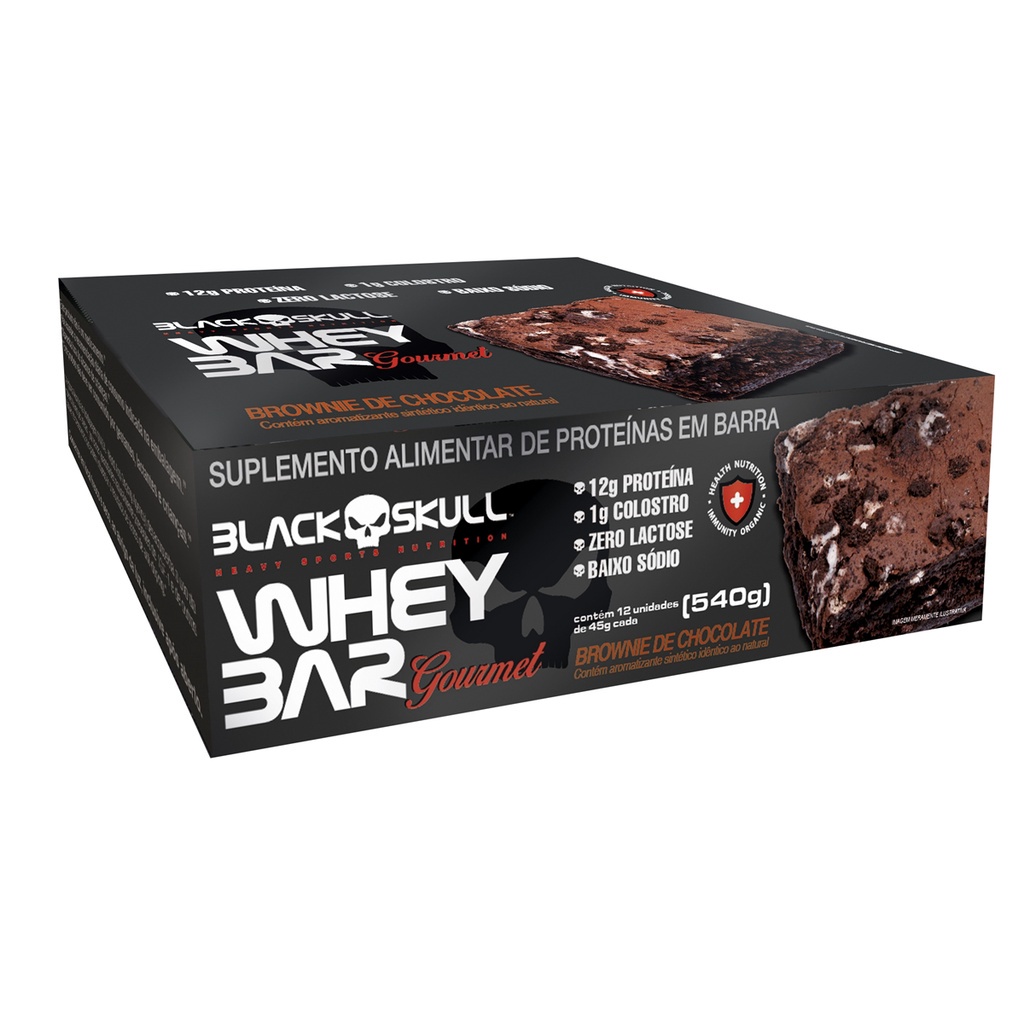 Barrinha de Proteína Whey Bar Gourmet Display com 12 unidades de 45g (cada) - BlackSkull