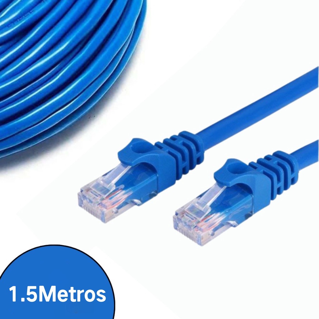 Cabo de rede internet Montado rj45 azul 1.5/2/3/5/10/15 Metros | Shopee ...