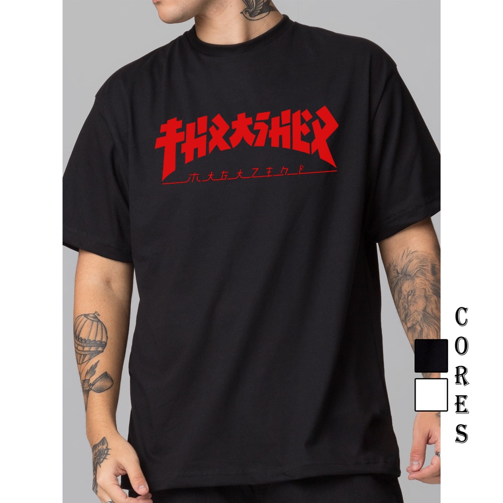 Camiseta Thrasher Magazine Godzilla Japonesa 100% algodão - Camisa Streetwear Blusão Skate Masculina Feminina