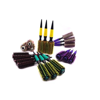 Kit com 3 Escovas Profissional de Cerdas Naturais de Javali Tamanho PP P M