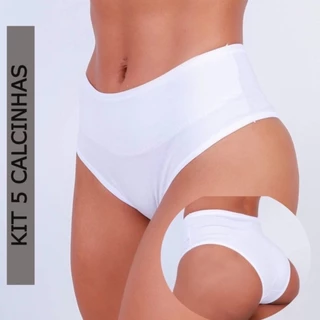 KIT 5 Calcinhas de Algodão Antialérgica com Pala Dupla Reforçada Fio 40