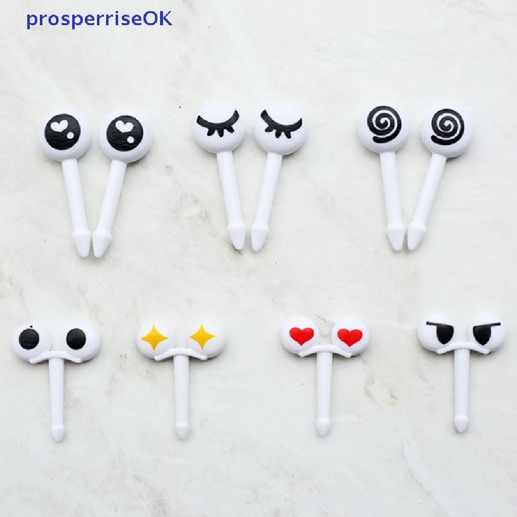 [newpros] Lovely 10pcs Palito De Frutas Plástico Eye Cartoon Forks Bento Decorativo [pubr]