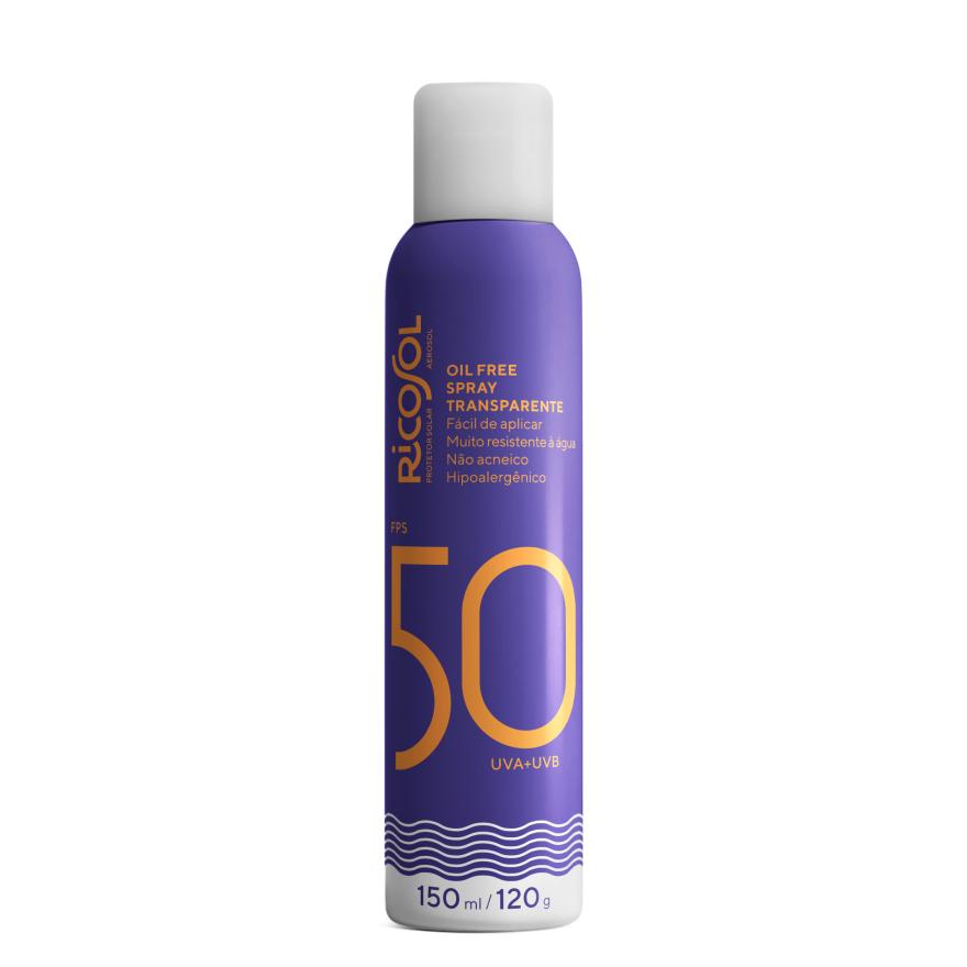 PROTETOR CORPORAL RICOSOL FPS 50 AEROSOL OIL FREE TRANSPARENTE 150ML/120G