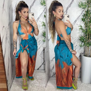 Conjunto Body/maiô + Páreo Saída De Praia Verão