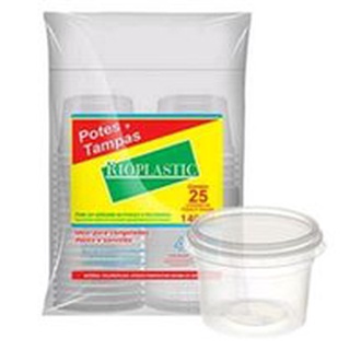 kit Pote Com Tampa + Colher Kit 50 Und Tamanhos 140 200 250 380 500 ml Redondo