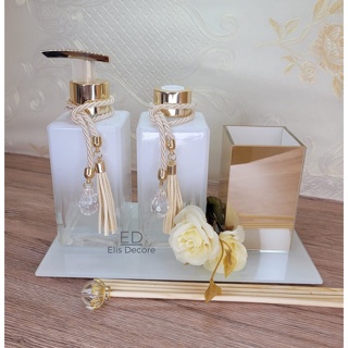 Kit Lavabo Banheiro com Porta Escova - Square Branco Degrade 250ml