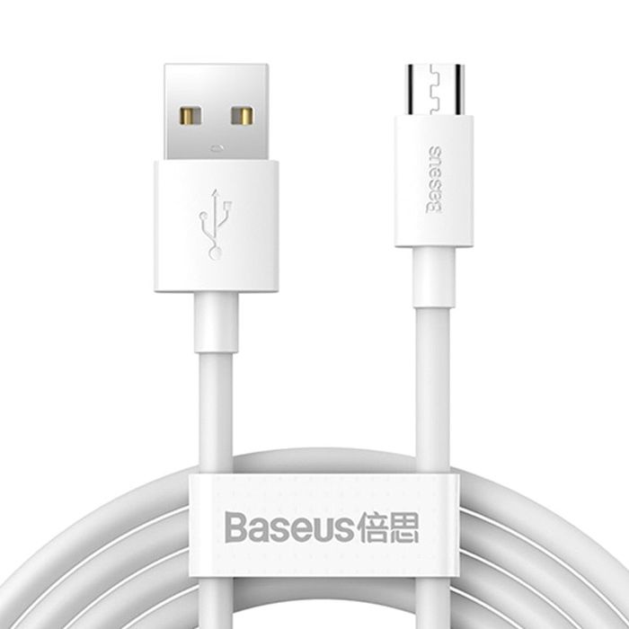Cabo USB To Micro-usb Baseus 1m 2.4a Para Samsung Xiaomi Branco