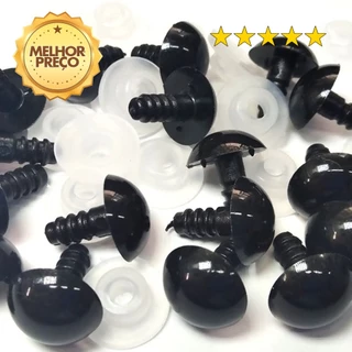 20 Olhos para Amigurumi Cor Preto | Olhinhos para amigurumi | Acompanha 20 travas | Olhinho | Olho para boneco de pelúcia