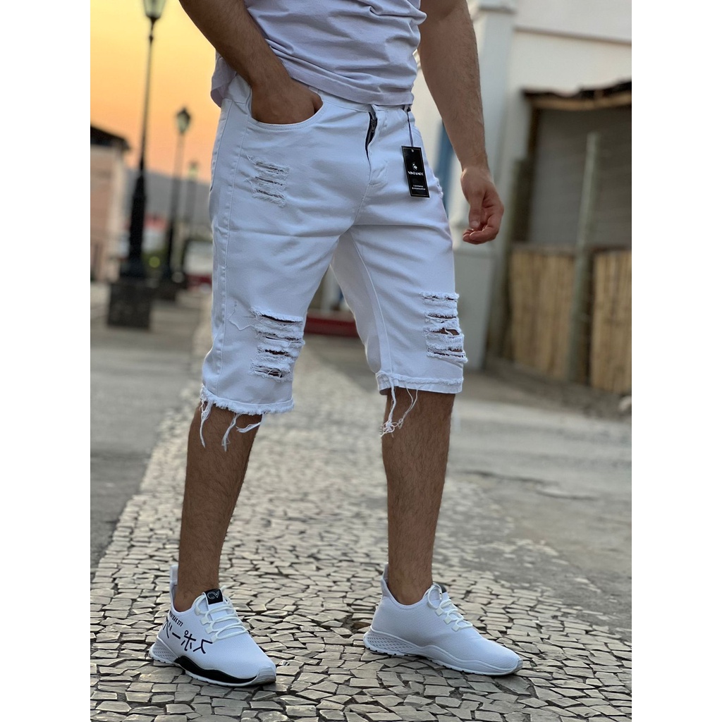 Bermudas masculinas 2024 branca jeans