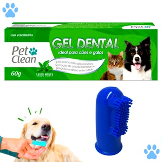 KIT Gel Dental Pet Clean + 1 Escova De Dente Dedeira Cores Sortidas