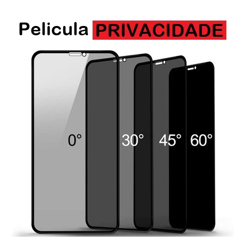 Película Privacidade IPhone 3D Anti spy Mais Grossa Todos Modelos 14 / 14 Pro / 14 Pro Max / 14 Plus / 13 / 13 Pro / 13 Mini / 13 Pro Max / 12 / 12 Pro / 12 Pro Max / 11 / XR / X / XS / XS Max / 8 / 7 / 6 Plus