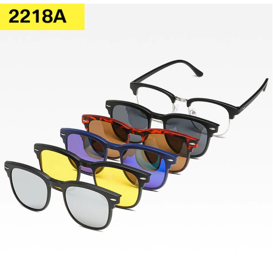 Armação Para Óculos Com Clip On 6 X 1 - 2218 Fumê Polarizado