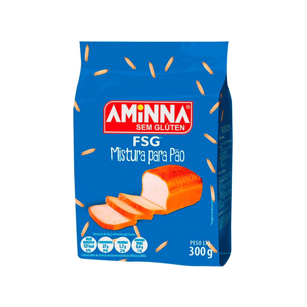 Farinha Arroz Mistura para Pão FSG Sem Glúten 300g Aminna | Shopee Brasil