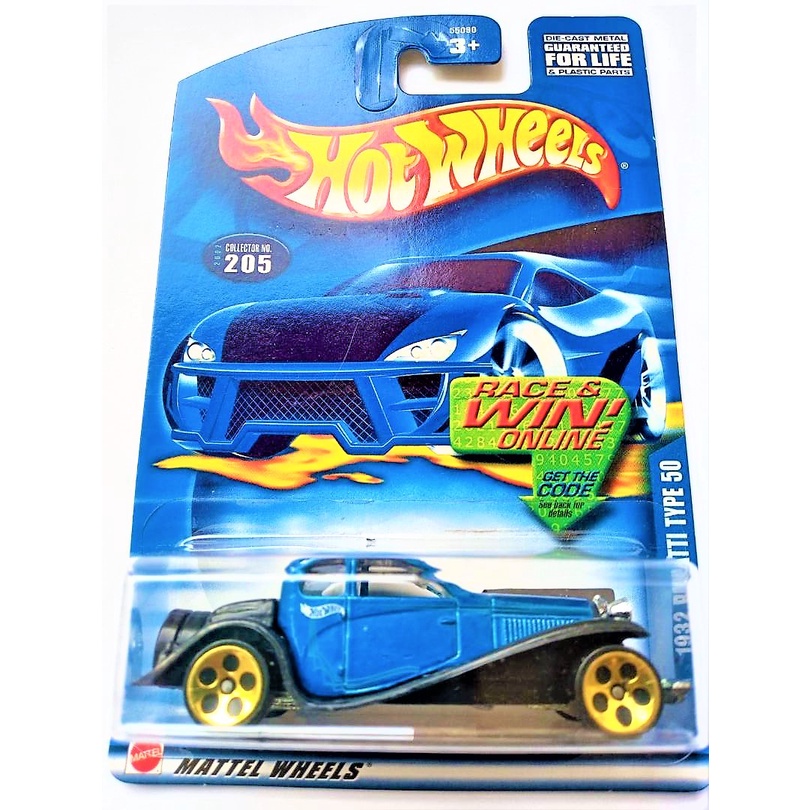 Hot Wheels Bugatti Type 50 1937 - N°163/2001, Blanc Et Noir, Blister - Miniature Métal Neuve