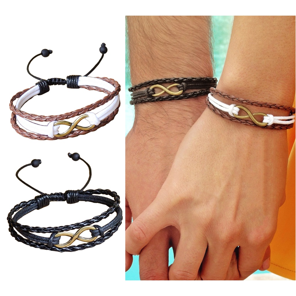 Pulseira Casal Kit c/ 2 Infinito Ouro Velho Presente Namorado Namorada ...