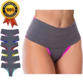 Kit com 5 Tanga cós alto fit tecido duplo lingerie!