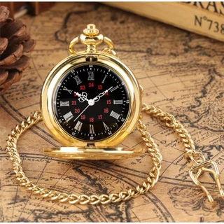 Relógio De Bolso Luxo Quartz Vintage Com Corrente