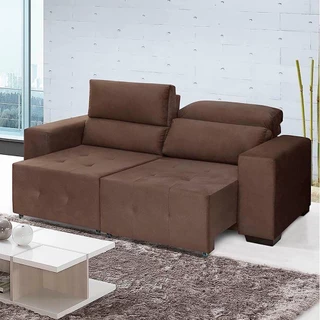 Sofá Rússia Retrátil e Reclinável 2,00Mts Suede Pluma Café