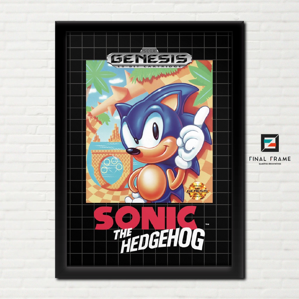 Quadro Sonic The Hedgehog 2 Br - Mega Drive - 33 X 45 Cm