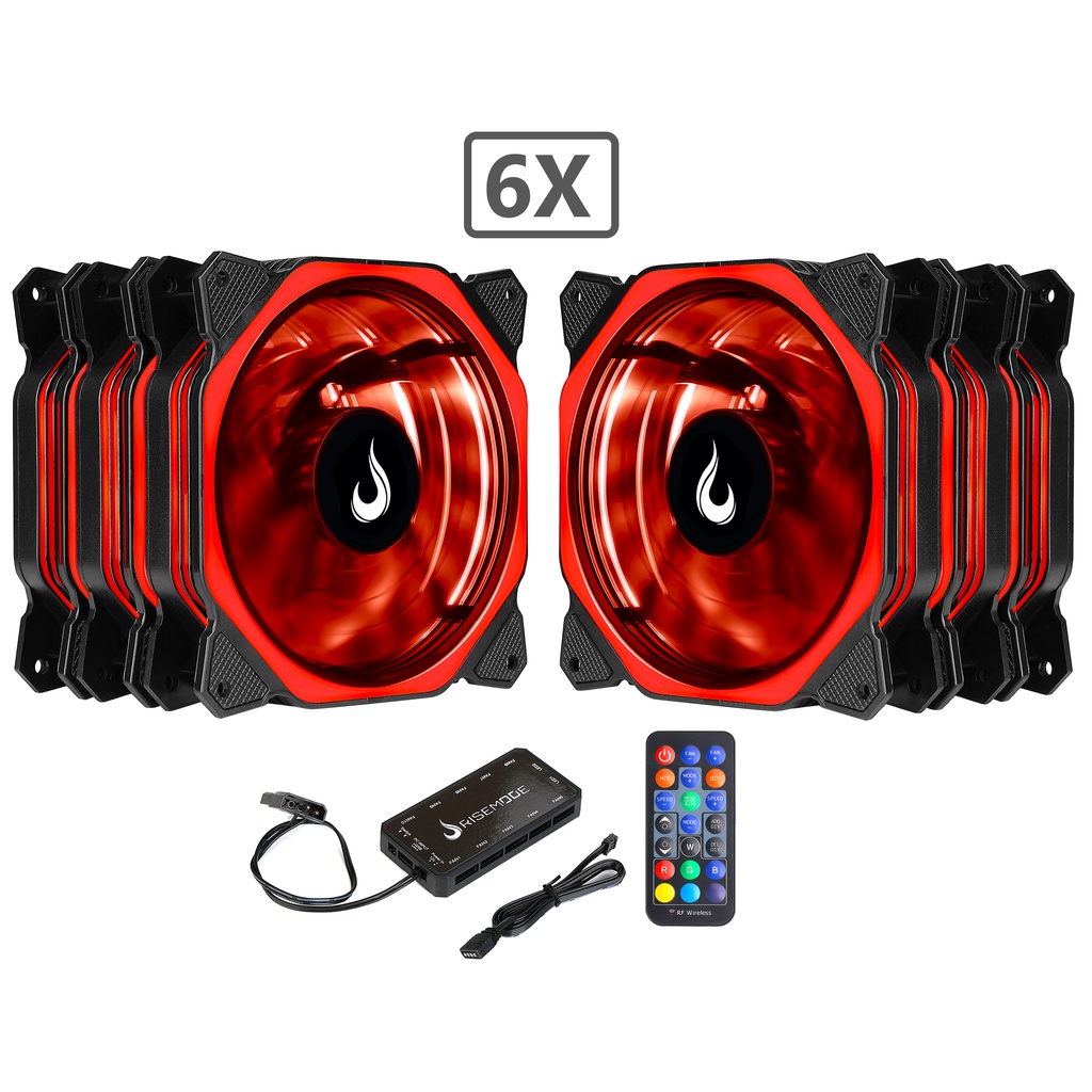 Kit 6 Cooler Fan Aura RGB Energy 12V Rise Mode Com Controle