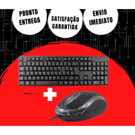 Teclado E Mouse ABNT2 Fio USB Kit Pc Computador Notebook Informática