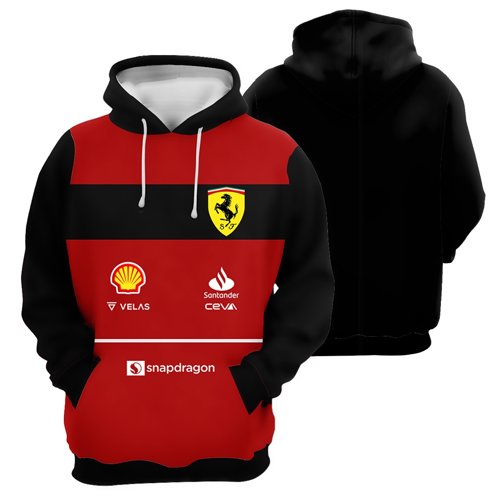 Blusa Moletom Sublimação Ferrari Vermelho Full com Capuz