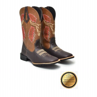 Bota Texana Masculina Country Bico Quadrado Lançamento CARA DE BOI NOVA