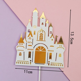 Novo] Bolo De Princesa 3D Castelo Decoração De Bandeira Aniversário Infantil  Suprimentos De Festa De Amor Presente