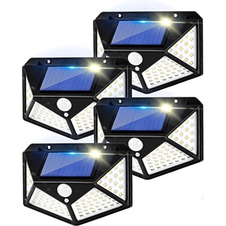 KIT 4 Luminária Solar 100 Led Com Sensor Jardim Prova D