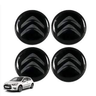 EMBLEMA CALOTA RESINADO CITROEN PRETO 48MM 4 UNIDADES