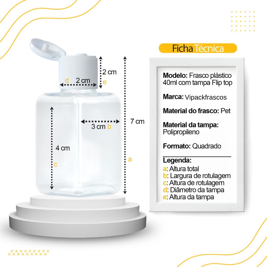 150 Mini Frasco Frasquinho de Plástico 40ml com Tampa Fliptop