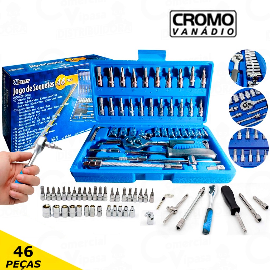 yeacher Conjunto de chaves de soquete 53PCS de aço cromo vanádio 1/4 '' Kit  de ferramentas de manutenção para reparos de motocicletas e automóveis  domésticos : : Ferramentas e Materiais de Construção