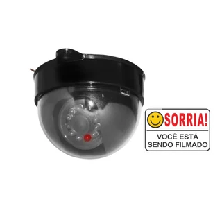 Câmera falsa dome + placa sorria segurança