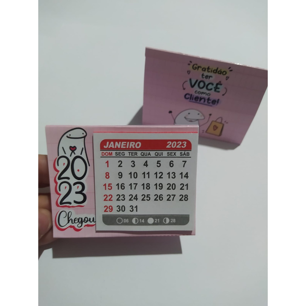 Mini Calendário De Mesa Flork Rosa 2023 Mimo Cliente Calendários Shopee Brasil 0103