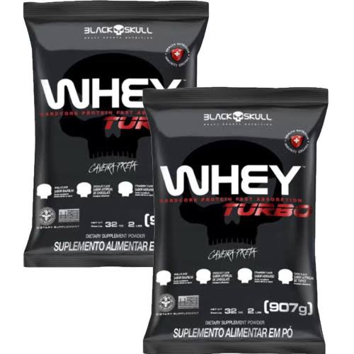 KIT 2UN Whey Protein Fitness Wey Treino Dieta Way – Refil Turbo BlackSkull 907g
