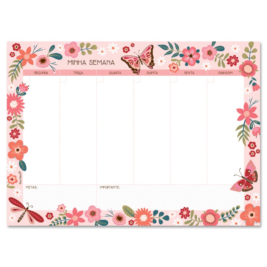 Planner Fina Ideia 2023 Borboletas Semanal Shopee Brasil