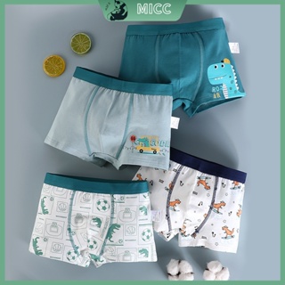 [Escolha De Valor] 4 Pcs/Box 1-13 Yrs Kids Boxer Underwear Boy Confortável Desenho Animado Dinossauro Foguetão Padrão De Roupa Íntima Baby Calcinha