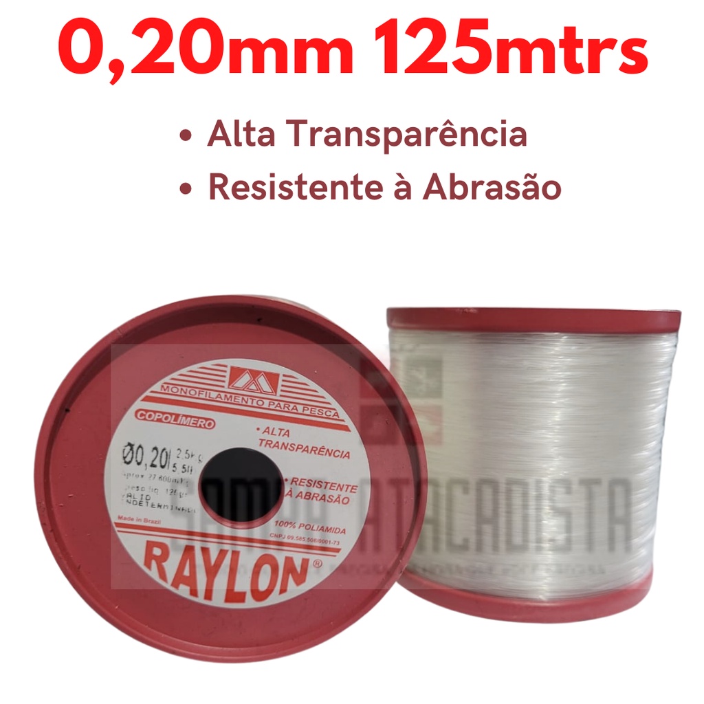 Linha Pesca Alta Transparência Raylon - Rolo com 125 gramas | Shopee Brasil