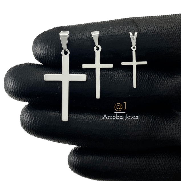 Pingente De Cruz Lisa Banhado a Prata 925 Masculino Feminino