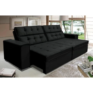 Sofá Vancouver 2,10m Suede Velusoft Preto