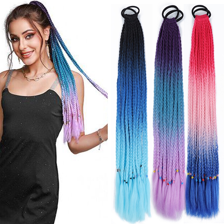 20 Polegada Marrom Strass Conjunto Extensões De Cabelo Tranças Do Bebê  Frente Lado Longo Trançado Rabo De Cavalo Extensão Festa Colorido Clipe Em  Extensões De Cabelo Reto Sintético Hairpieces Para Mulheres Crianças