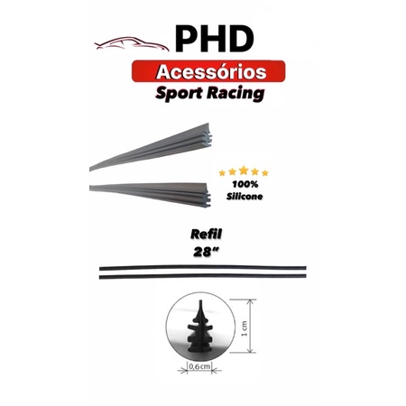 2 Refil Silicone Palheta Automotivo 28” universal