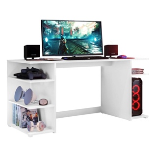 Mesa Escrivaninha Gamer com 4 Nichos B24 - Preto/Verde - Nova