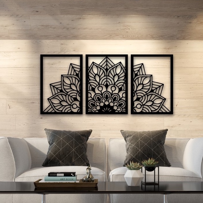 Kit 3 Quadros Decorativos Vazados Mandala Mdf 3mm Preto Geométrico  Decoração Casa Sala Quarto Hotel Bar Escritório Promoção | Shopee Brasil